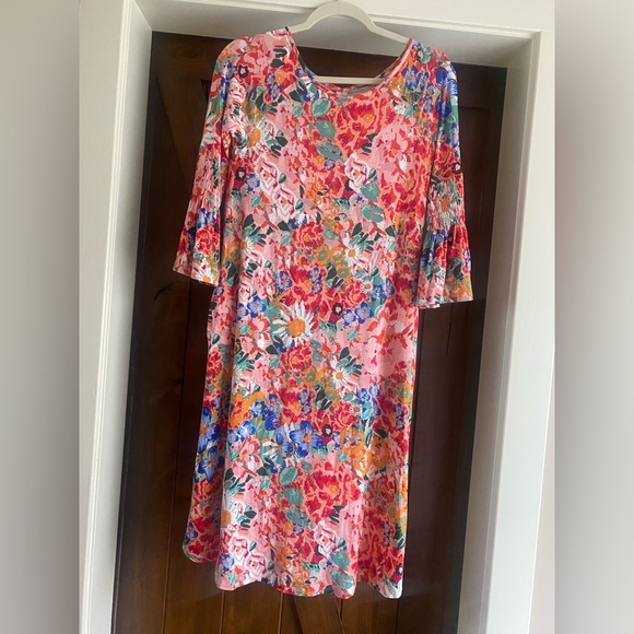 NEW Agnes and & Dora Walker Dress Bloom Allover Floral Bell Sleeves  Womens Xs - Picture 1 of 7